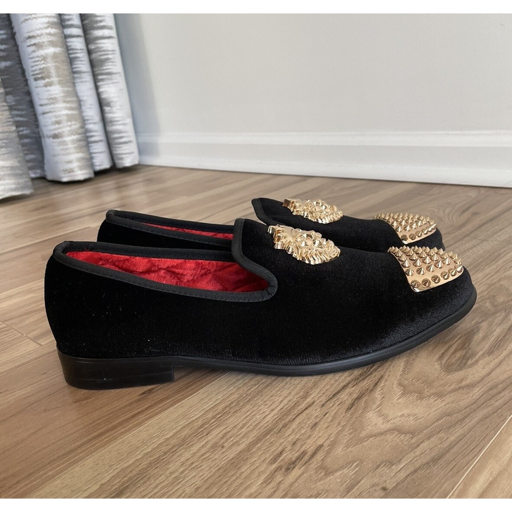 ELANROMAN Men's Velvet Black Loafer Dress Fashion Wedding Party Prom Shoes 42/ 9 - Picture 3 of 14